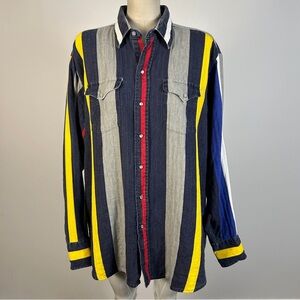 Vintage Panhandle Slim Multicolor Western Snap Button Long Sleeve Men Shirt XL